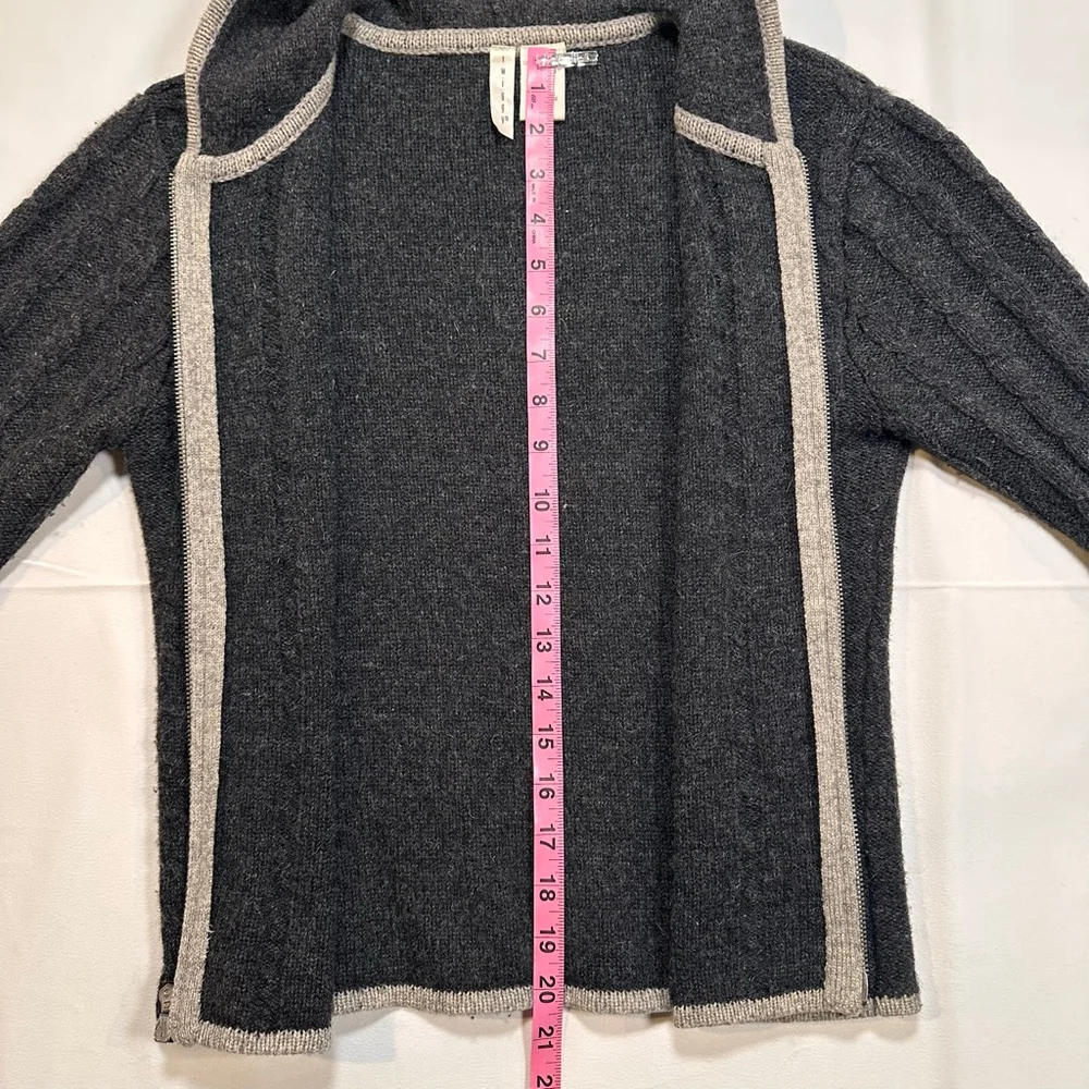 VTG 90s Twiggy Lambswool Hooded Zip Cardigan Minimal Knit Sweater | XS/S - Picture 9 of 11